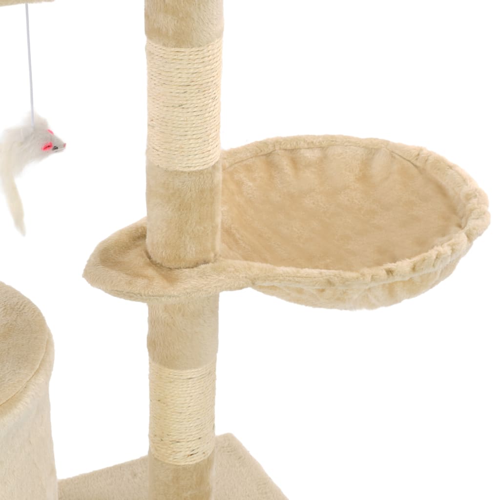 Ansamblu pisici cu stâlpi din funie de sisal, 138 cm, bej Lando - Lando