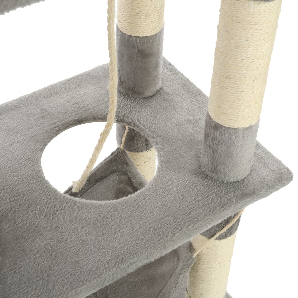 Ansamblu de joacă pisici, cu stâlpi funie sisal, 140 cm, gri Lando - Lando