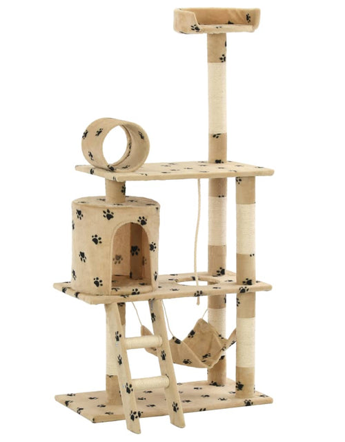 Încărcați imaginea în vizualizatorul Galerie, Ansamblu pisici, stâlpi funie sisal 140 cm imprimeu lăbuțe, bej Lando - Lando
