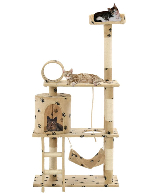 Încărcați imaginea în vizualizatorul Galerie, Ansamblu pisici, stâlpi funie sisal 140 cm imprimeu lăbuțe, bej Lando - Lando

