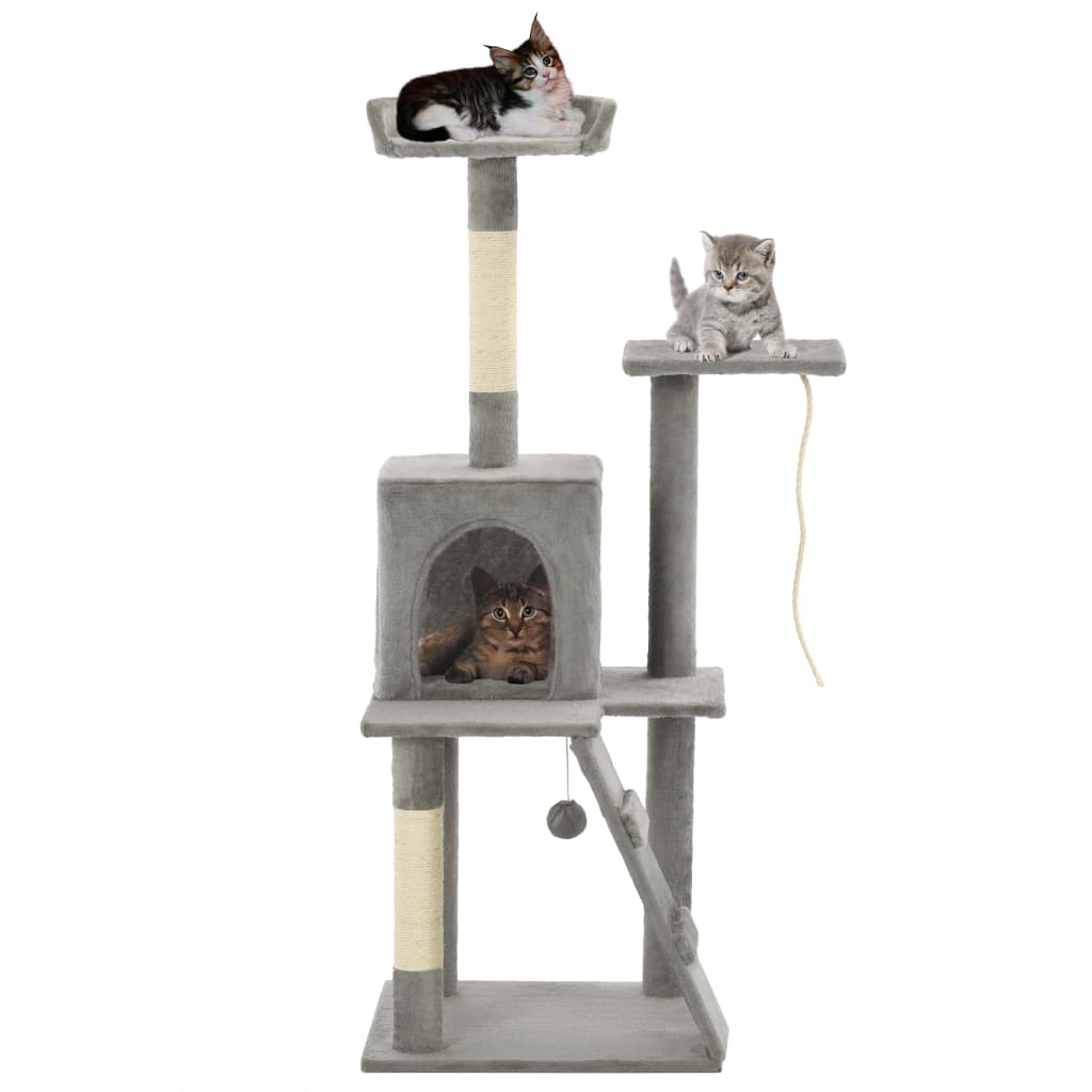 Ansamblu pisici, stâlpi cu funie de sisal, 120 cm, gri Lando - Lando
