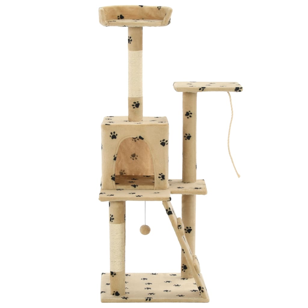 Ansamblu pisici, stâlpi funie sisal,120 cm bej, imprimeu lăbuțe Lando - Lando