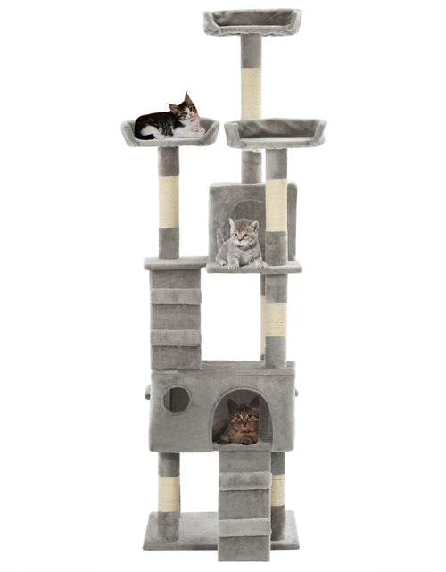 Загрузите изображение в средство просмотра галереи, Ansamblu pentru pisici cu stâlpi funie sisal, 170 cm, gri Lando - Lando
