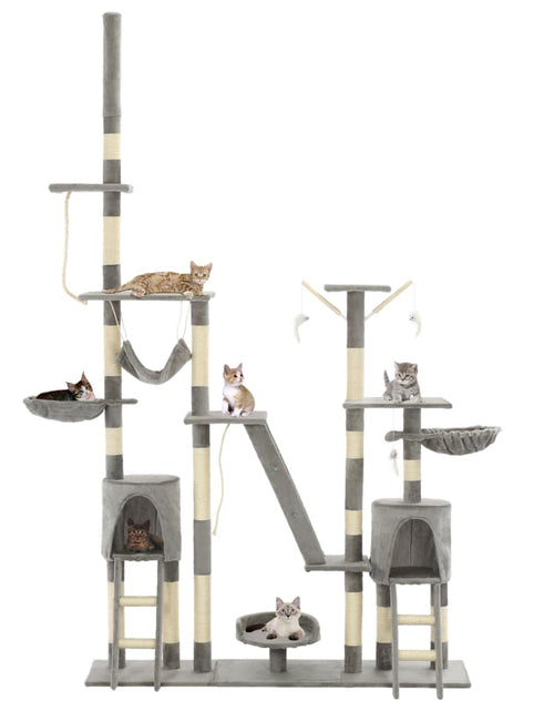 Загрузите изображение в средство просмотра галереи, Ansamblu pentru pisici, stâlpi din funie sisal, 230-250 cm, gri Lando - Lando

