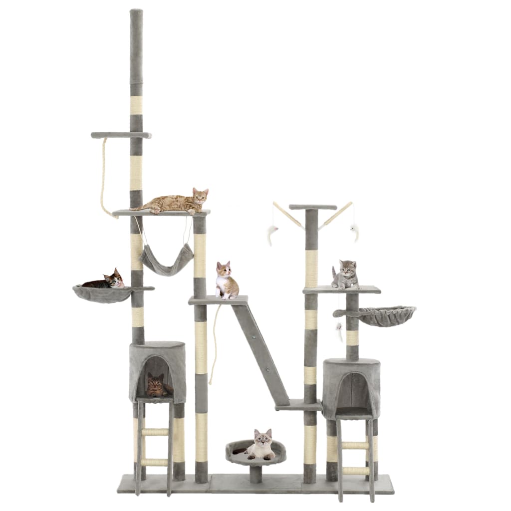 Ansamblu pentru pisici, stâlpi din funie sisal, 230-250 cm, gri Lando - Lando