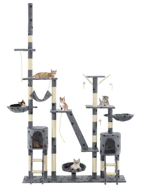 Загрузите изображение в средство просмотра галереи, Ansamblu pisici cu funie sisal, 230-250cm, imprimeu lăbuțe, gri Lando - Lando
