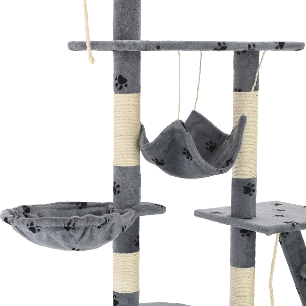 Ansamblu pisici cu funie sisal, 230-250cm, imprimeu lăbuțe, gri Lando - Lando