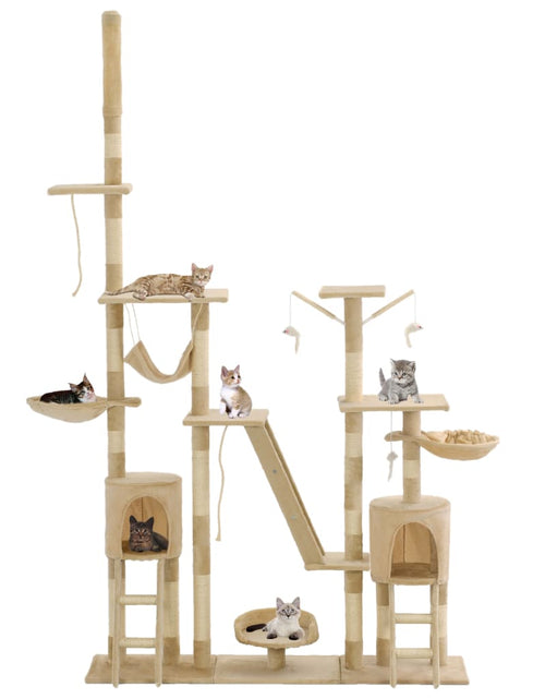 Загрузите изображение в средство просмотра галереи, Ansamblu pentru pisici stâlpi din funie de sisal 230-250 cm bej Lando - Lando
