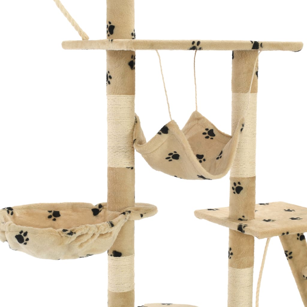 Ansamblu pisici cu funie sisal, 230-250 cm imprimeu lăbuțe, bej Lando - Lando