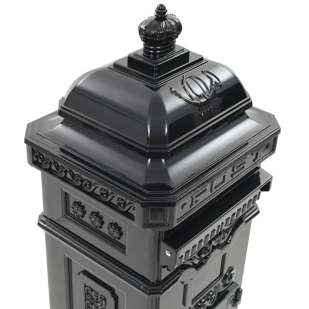 Cutie poștală stâlp, aluminiu, stil vintage, inoxidabil, negru Lando - Lando