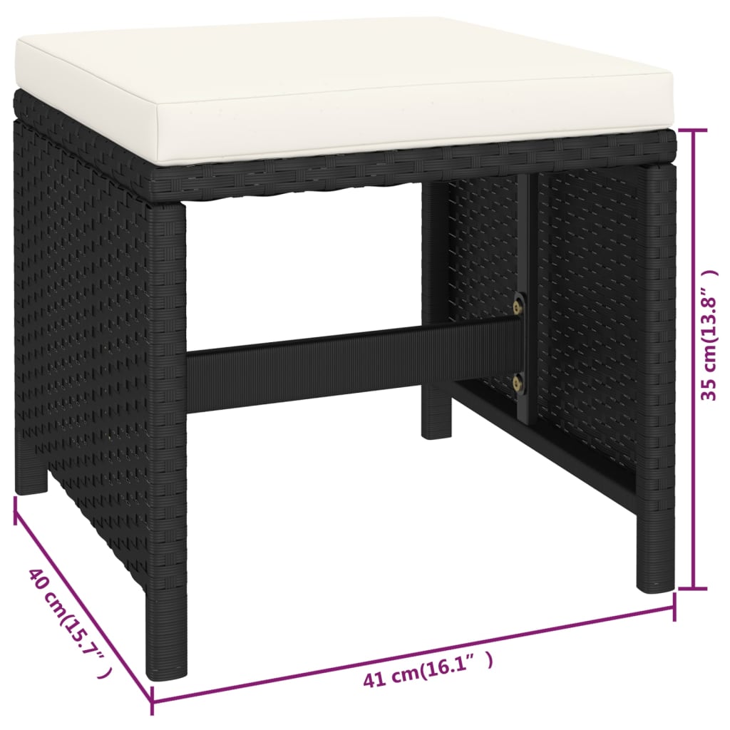 Set mobilier de exterior cu perne, 6 piese, negru, poliratan Lando - Lando