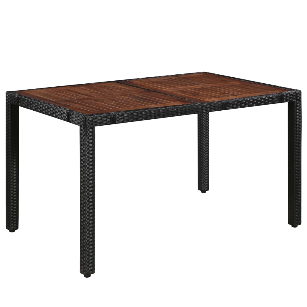 Set mobilier de exterior 7 piese negru, poliratan, lemn acacia Lando - Lando