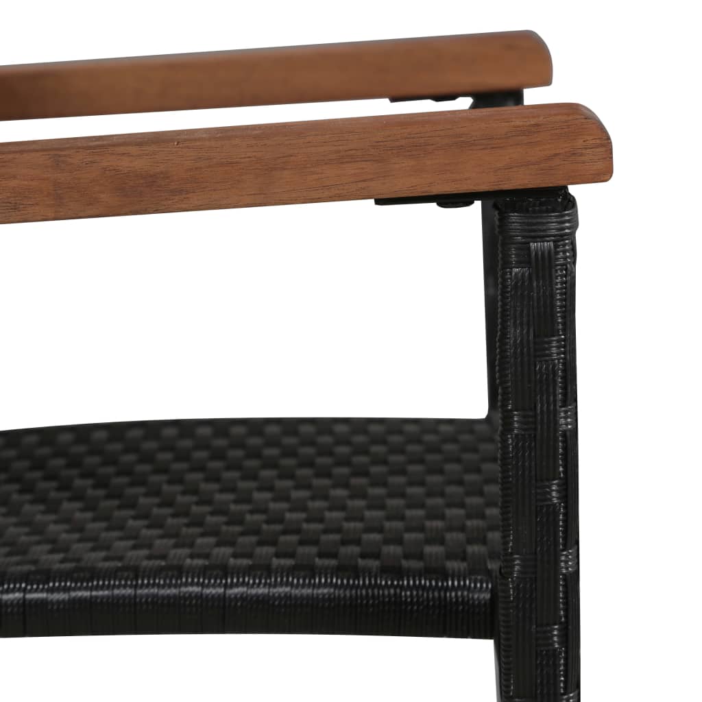 Set mobilier de exterior 7 piese negru, poliratan, lemn acacia Lando - Lando