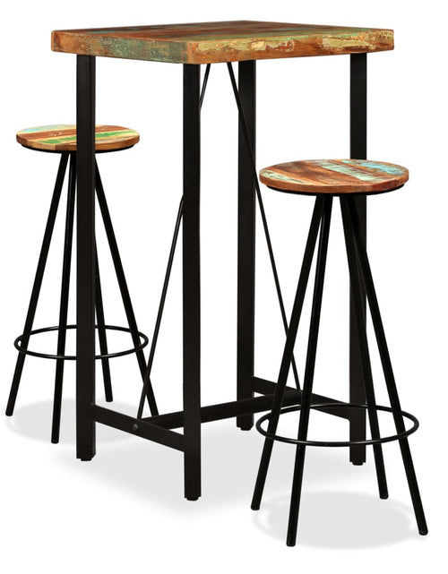 Загрузите изображение в средство просмотра галереи, Set mobilier de bar, 3 piese, lemn masiv reciclat - Lando

