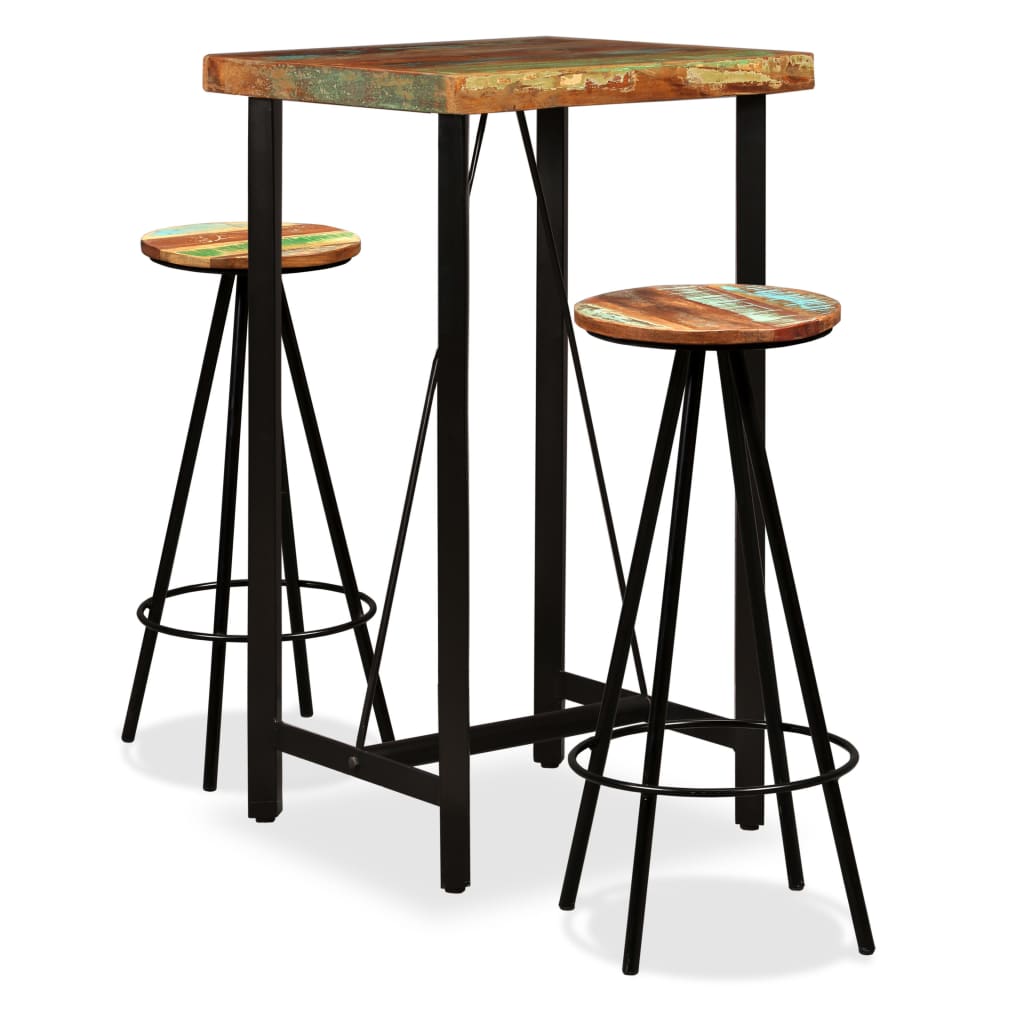 Set mobilier de bar, 3 piese, lemn masiv reciclat - Lando