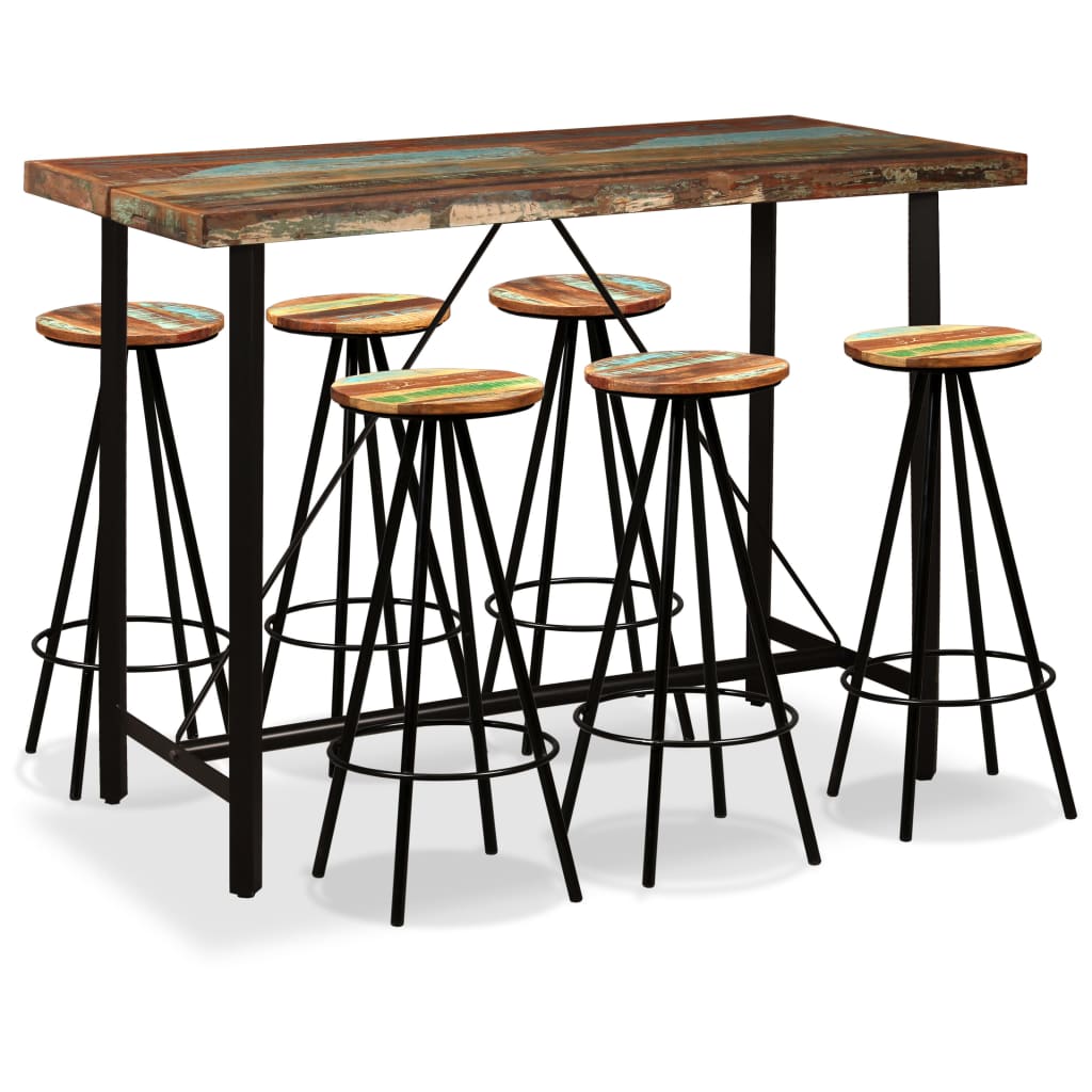 Set mobilier de bar, 7 piese, lemn masiv reciclat - Lando
