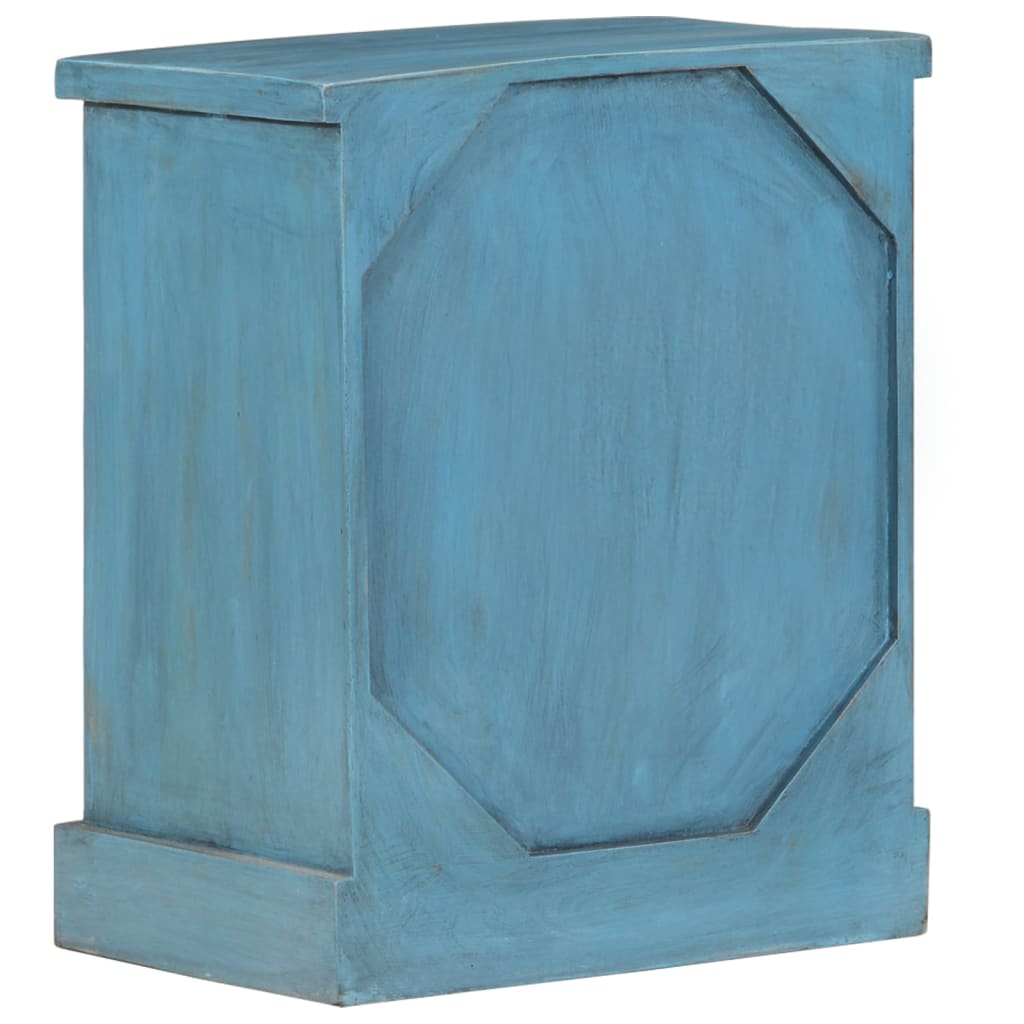 Noptieră, albastru, 40 x 30 x 50 cm, lemn masiv de mango - Lando