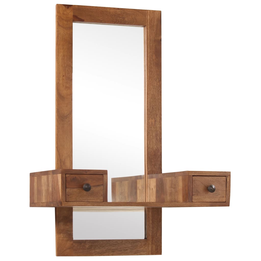 Oglindă cosmetică cu 2 sertare, lemn masiv de sheesham Lando - Lando