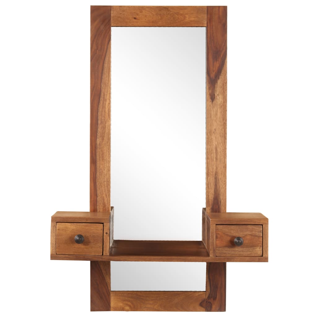Oglindă cosmetică cu 2 sertare, lemn masiv de sheesham Lando - Lando