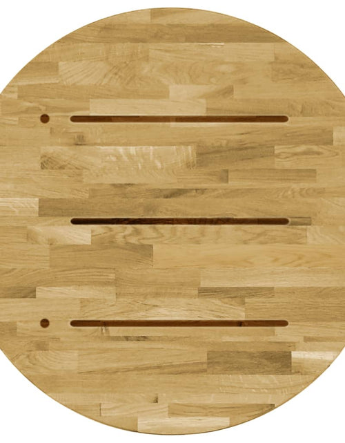 Încărcați imaginea în vizualizatorul Galerie, Blat de masă, lemn masiv de stejar, rotund, 23 mm, 500 mm - Lando
