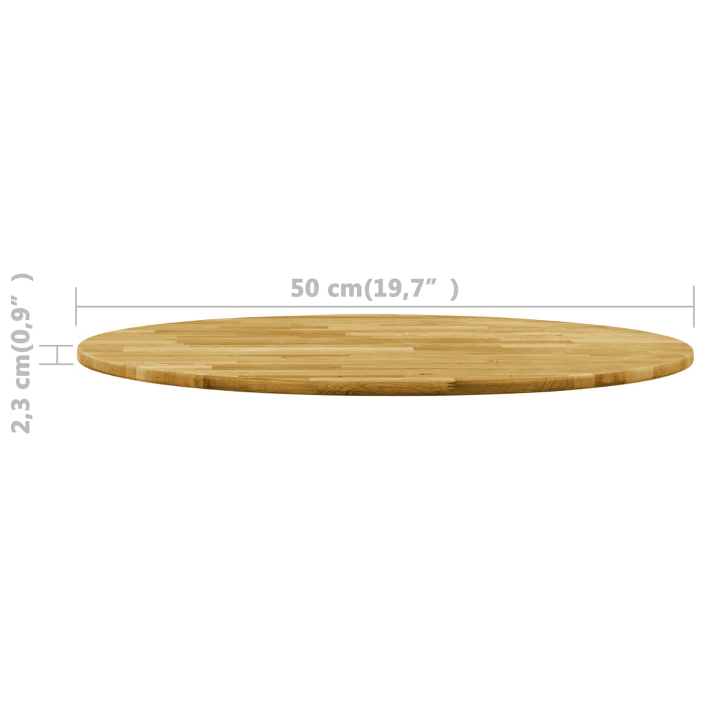 Blat de masă, lemn masiv de stejar, rotund, 23 mm, 500 mm - Lando