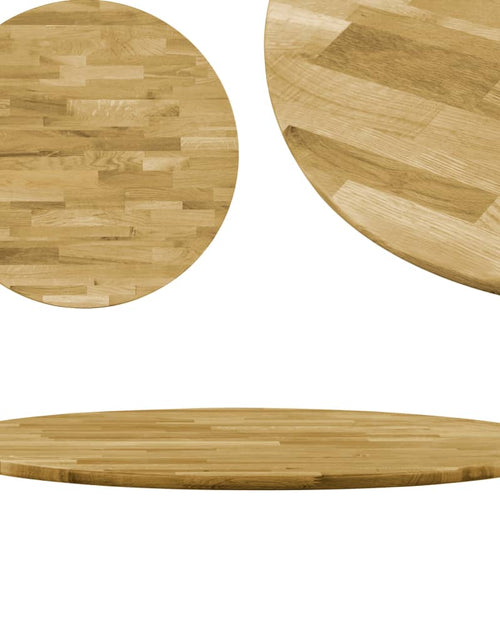 Загрузите изображение в средство просмотра галереи, Blat de masă, lemn masiv de stejar, rotund, 23 mm, 500 mm - Lando
