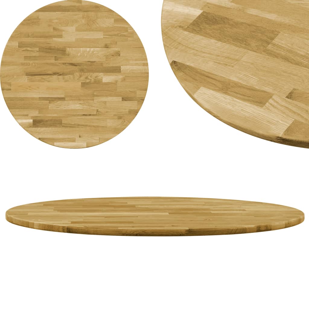 Blat de masă, lemn masiv de stejar, rotund, 23 mm, 700 mm - Lando