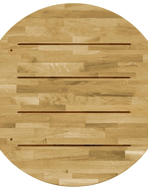 Загрузите изображение в средство просмотра галереи, Blat de masă, lemn masiv de stejar, rotund, 23 mm, 700 mm - Lando
