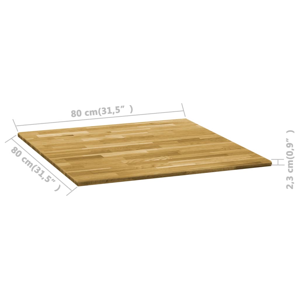 Blat de masă, lemn masiv de stejar, pătrat, 23 mm, 80x80 cm - Lando