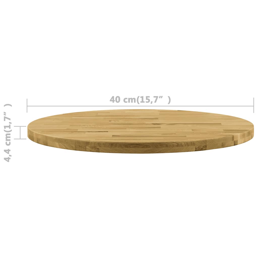 Blat de masă, lemn masiv de stejar, rotund, 44 mm, 900 mm - Lando