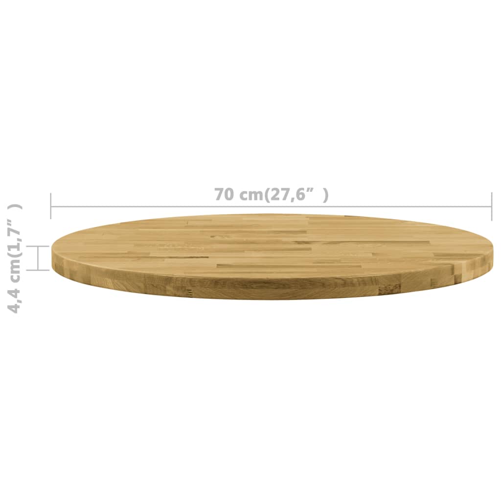 Blat de masă, lemn masiv de stejar, rotund, 44 mm, 700 mm - Lando