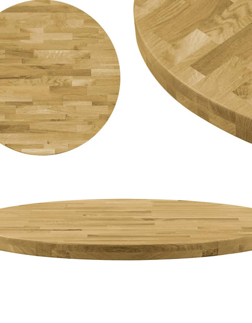 Încărcați imaginea în vizualizatorul Galerie, Blat de masă, lemn masiv de stejar, rotund, 44 mm, 800 mm - Lando
