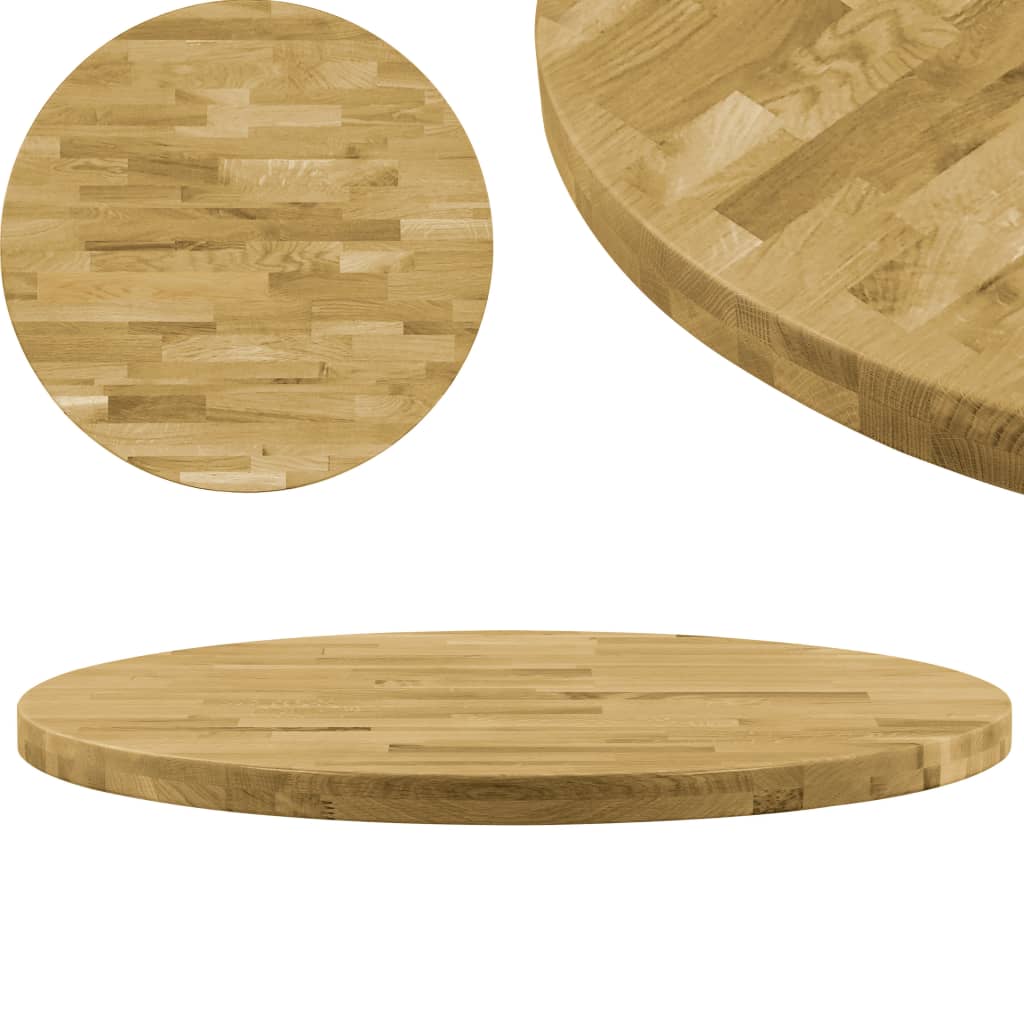Blat de masă, lemn masiv de stejar, rotund, 44 mm, 800 mm - Lando