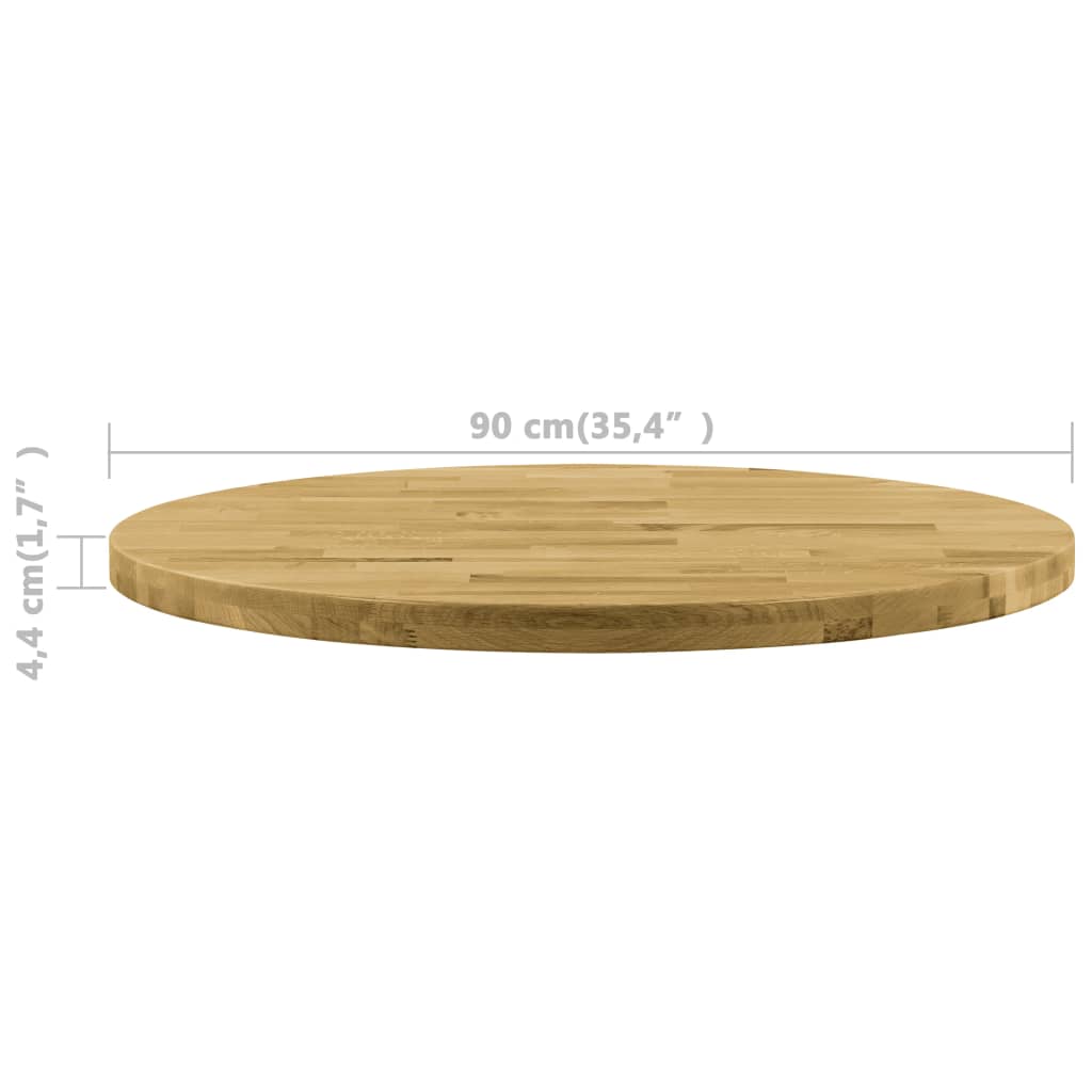 Blat de masă, lemn masiv de stejar, rotund, 44 mm, 900 mm - Lando