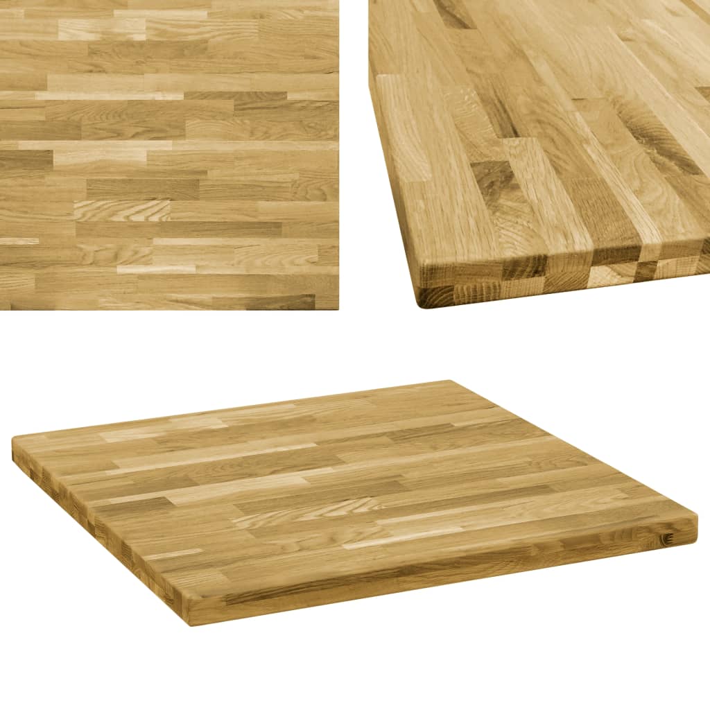 Blat de masă, lemn masiv de stejar, pătrat, 44 mm, 80x80 cm - Lando