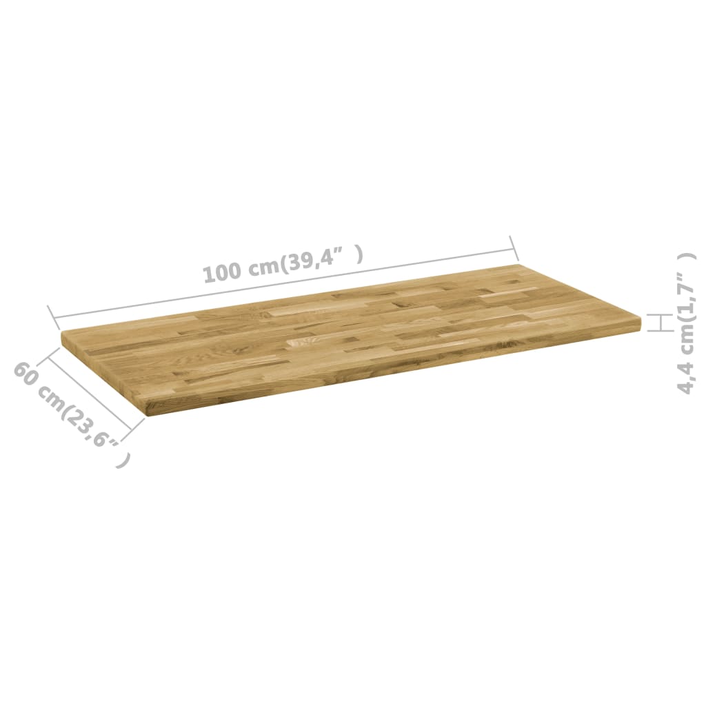 Blat masă, lemn masiv stejar, dreptunghiular, 44 mm, 100x60 cm - Lando