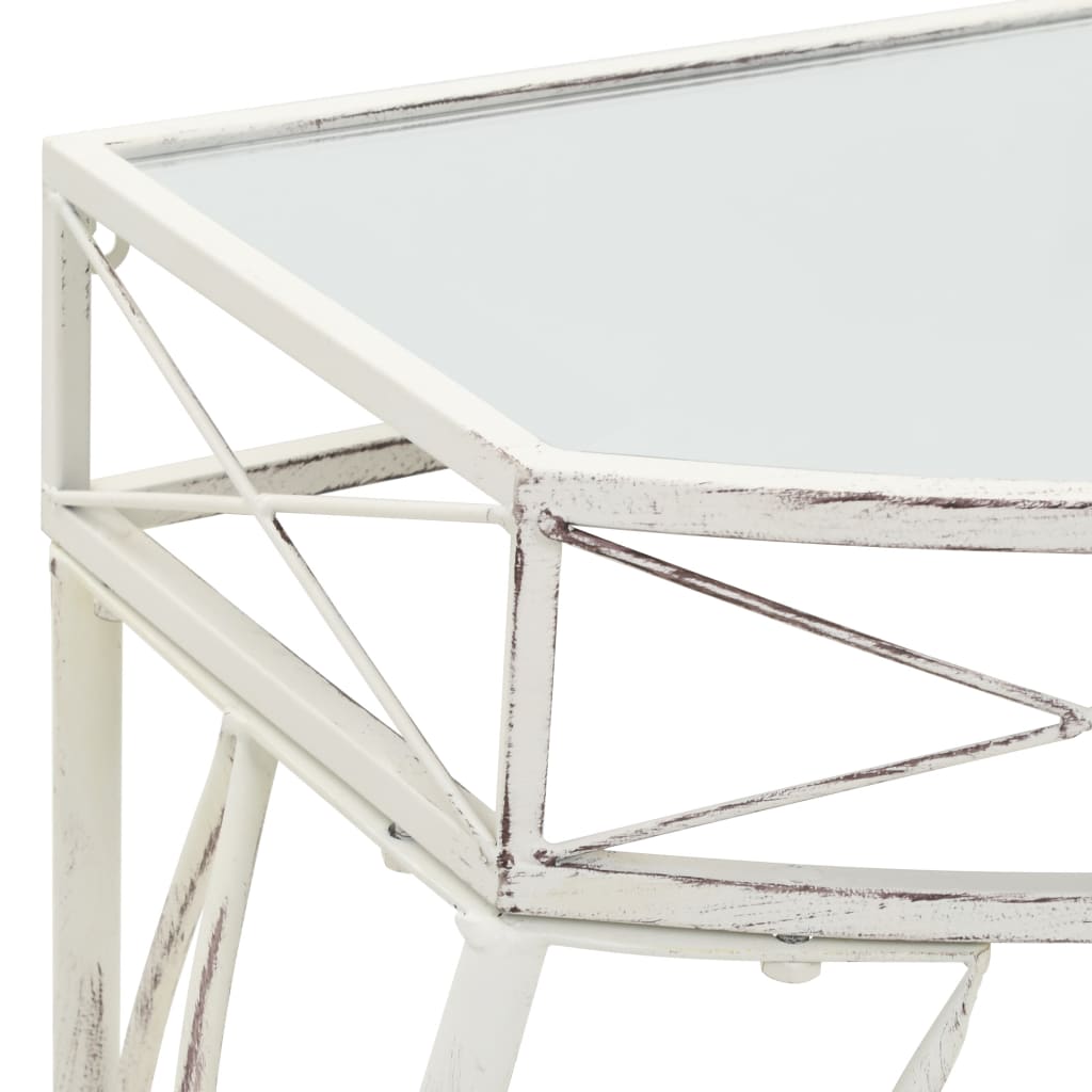 Masă laterală stil franțuzesc, alb, 82 x 39 x 76 cm, metal Lando - Lando