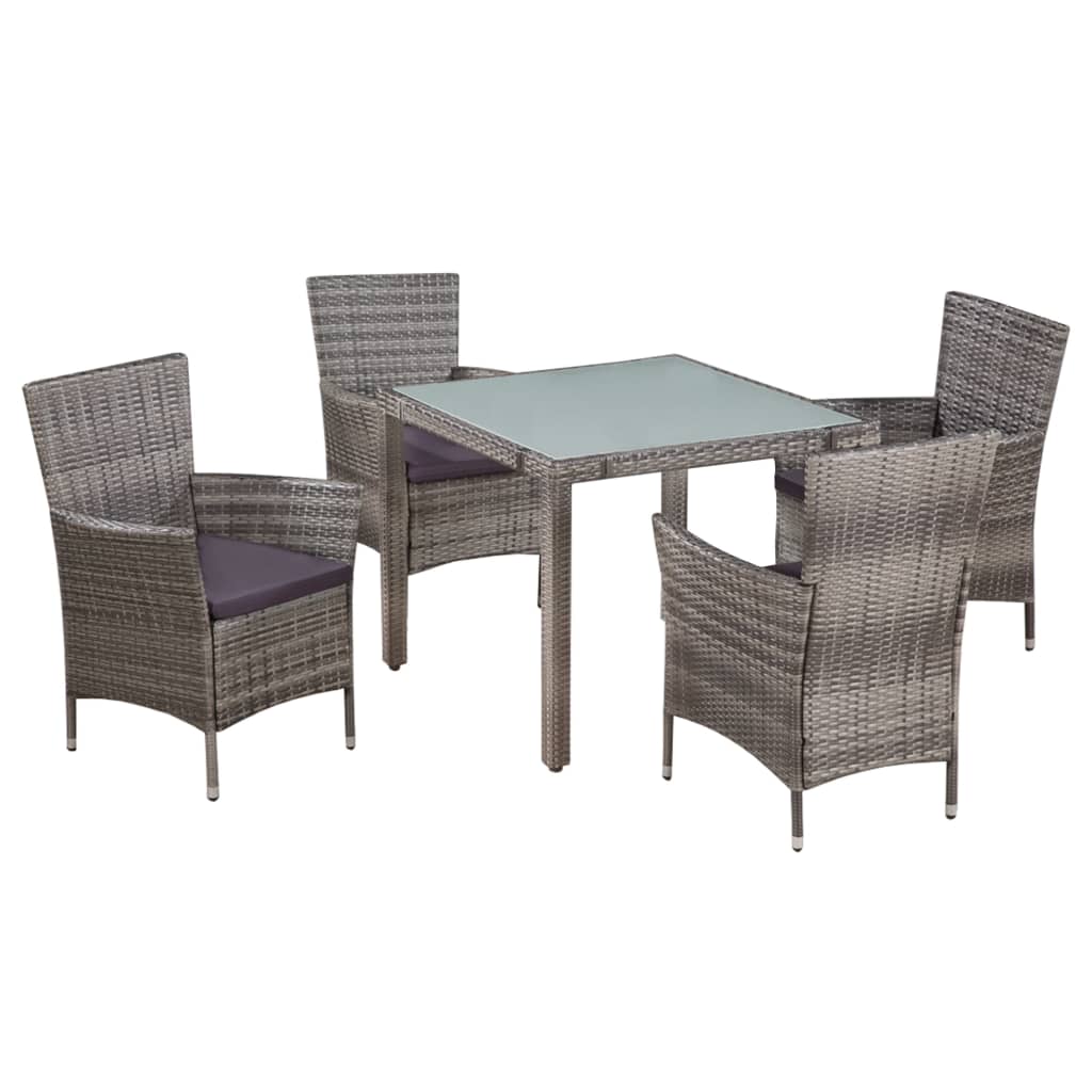 Set mobilier de exterior cu perne, 5 piese, gri, poliratan Lando - Lando