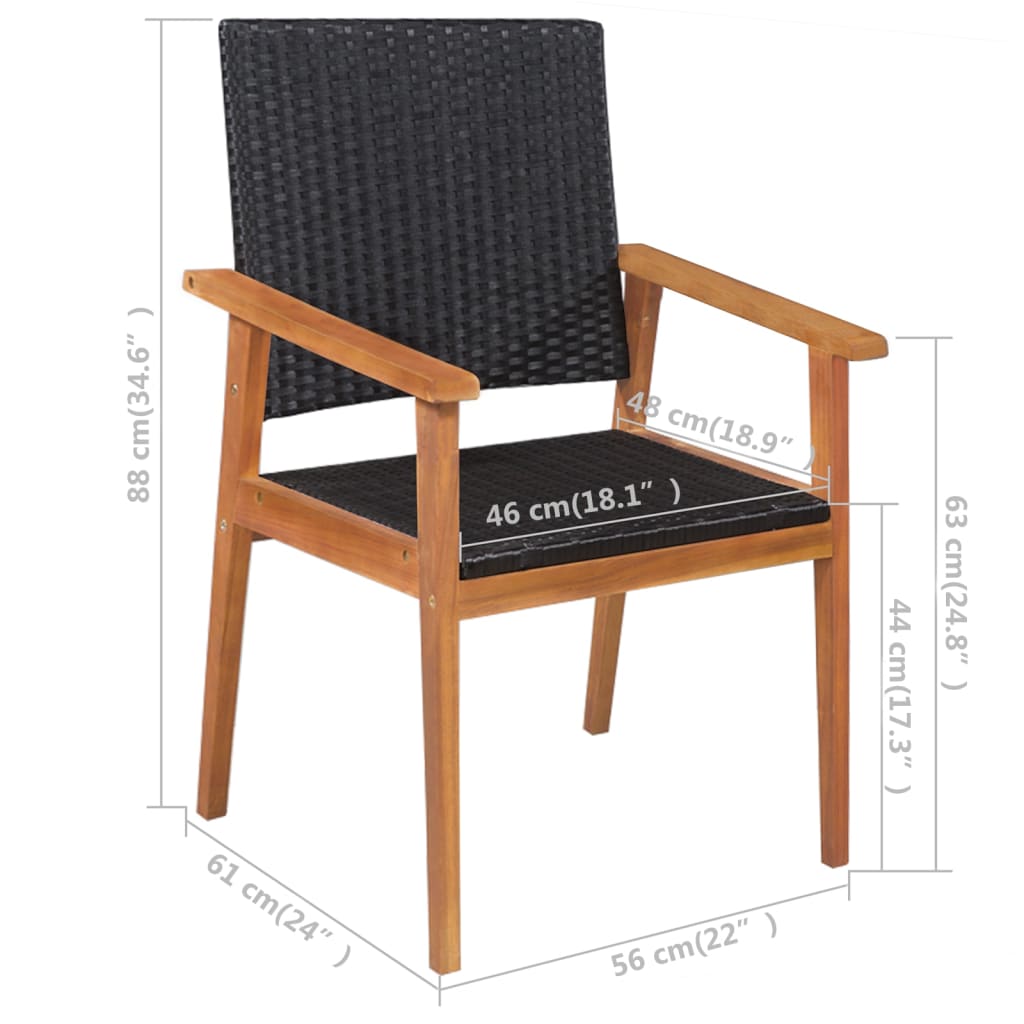 Set mobilier de exterior, 5 piese, negru și maro, poliratan Lando - Lando