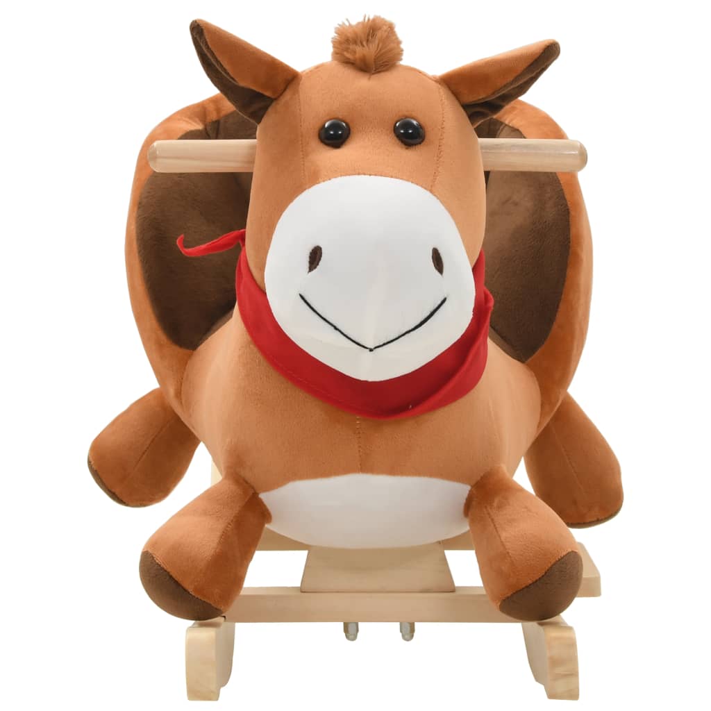 Balansoar animal, cal, cu spătar, pluș, 60 x 32 x 50 cm, maro Lando - Lando