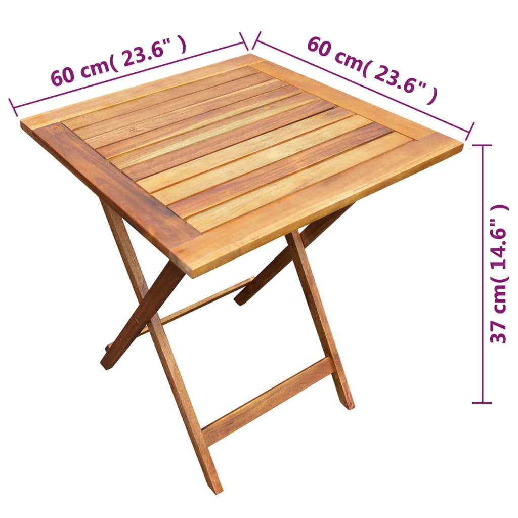 Set mobilier bistro pliabil, 3 piese, lemn masiv de acacia Lando - Lando