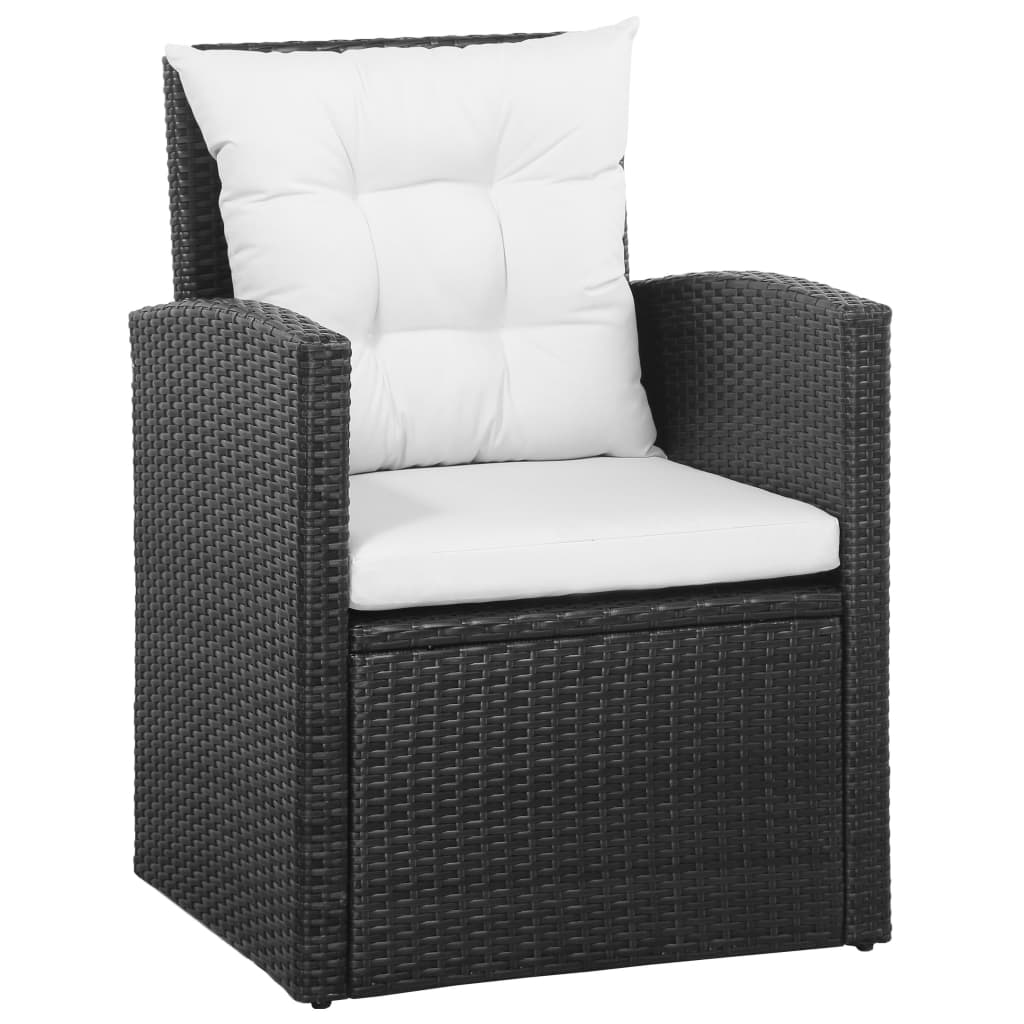 Set mobilier de grădină cu perne, 5 piese, negru, poliratan Lando - Lando