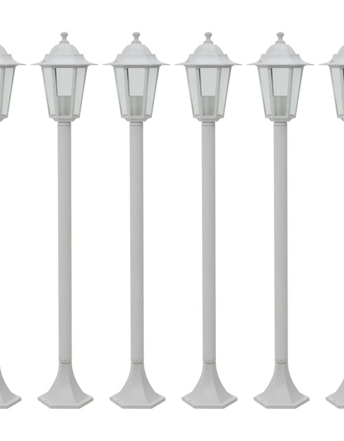 Загрузите изображение в средство просмотра галереи, Stâlp iluminare grădină, 6 buc., alb, 110 cm, aluminiu, E27 - Lando
