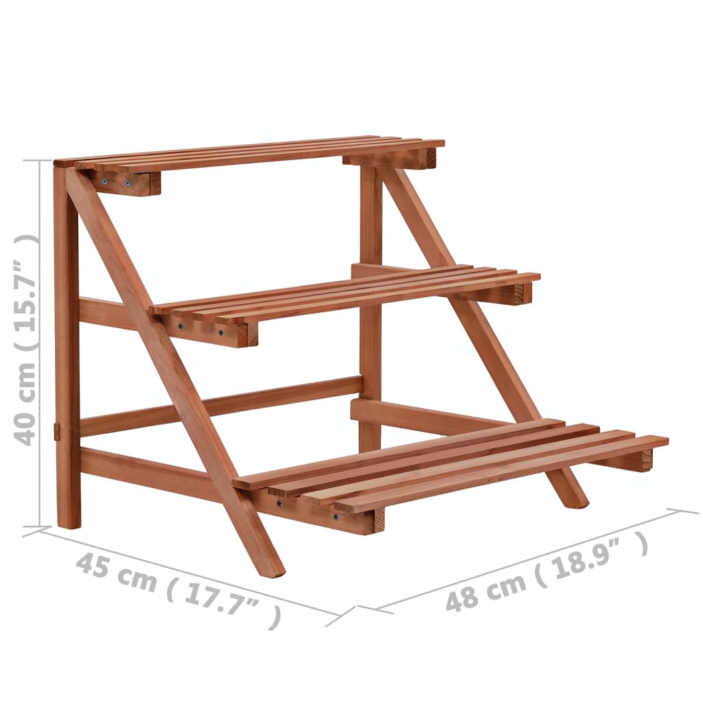 Stativ de plante cu 3 rafturi, lemn de cedru, 48x45x40 cm Lando - Lando