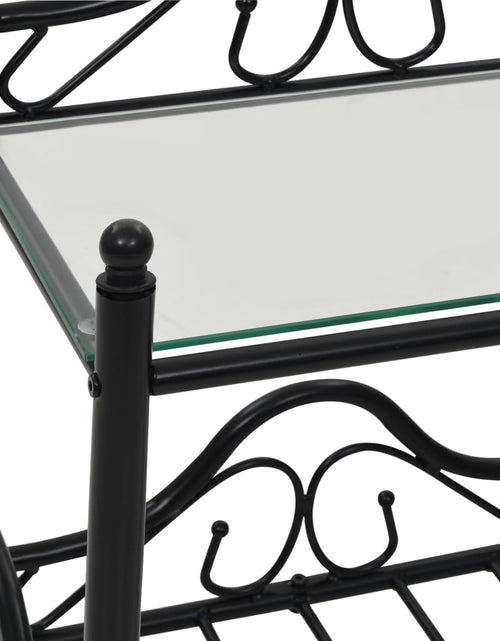 Încărcați imaginea în vizualizatorul Galerie, Noptieră, oțel și sticlă securizată, 45 x 30,5 x 60 cm, negru - Lando
