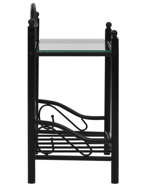 Încărcați imaginea în vizualizatorul Galerie, Noptiere 2 buc, oțel și sticlă călită, 45 x 30,5 x 60 cm, negru - Lando
