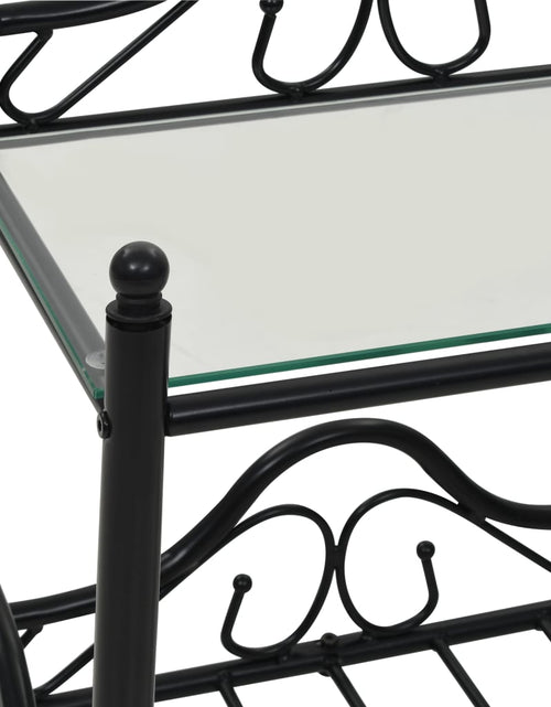 Загрузите изображение в средство просмотра галереи, Noptiere 2 buc, oțel și sticlă călită, 45 x 30,5 x 60 cm, negru - Lando
