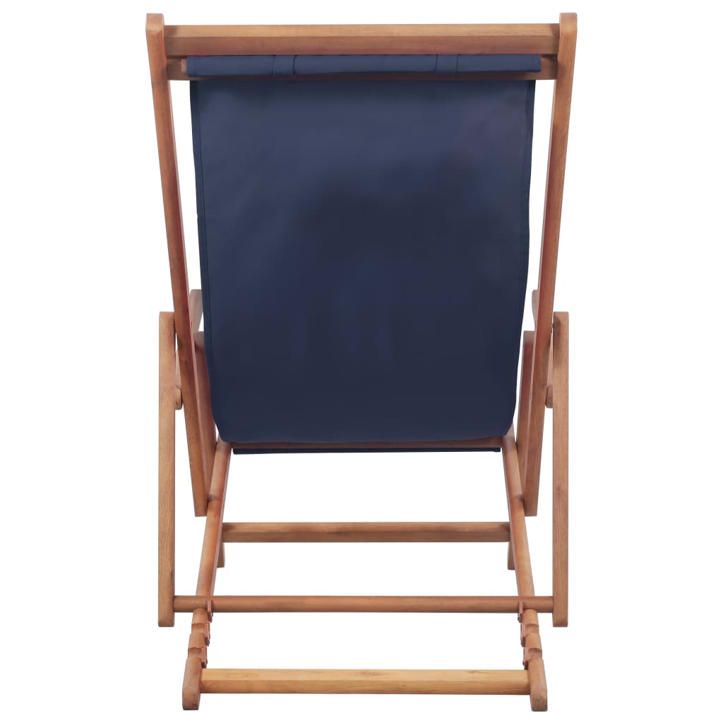 Scaun de plajă pliabil, albastru, textil și cadru din lemn - Lando
