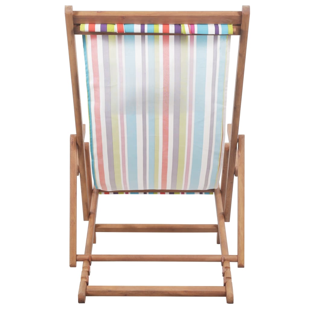 Scaun de plajă pliabil, multicolor, textil și cadru din lemn - Lando