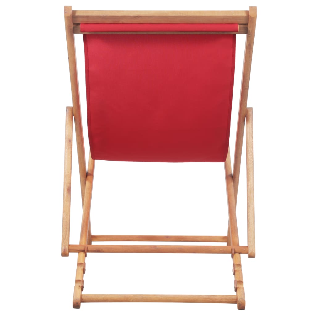Scaun de plajă pliabil, roșu, textil și cadru din lemn - Lando